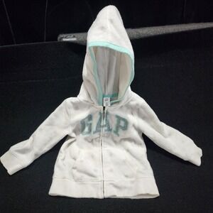 Baby Gap White Star Fuzzy Fleece Zip Up Hoodie Jacket Toddler 2 Years